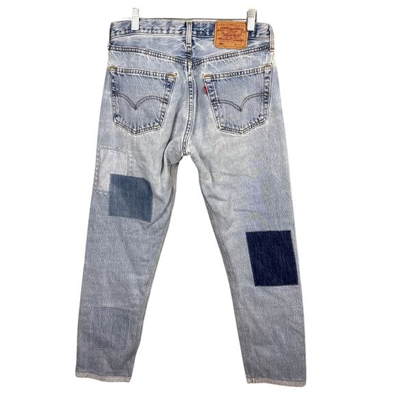 Atelier & Repairs Patchwork Denim Jeans Levi's Redone Size 29 Selvedge Hem Rare - Picture 2 of 10